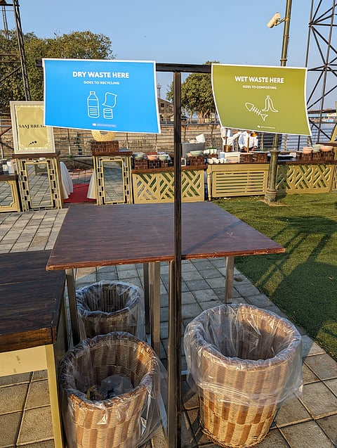 A dry and wet waste station at a Greenmyna-organised event